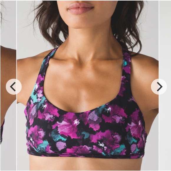 Lululemon 8 Free To Be Zen Bra Strappy Web Back Straps Multi Color Floral Purple - Picture 2 of 15